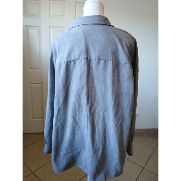 Catherines Womens Blouse Long Sleeve Gray Button Up Collared 1X 18/20W - Picture 3 of 14